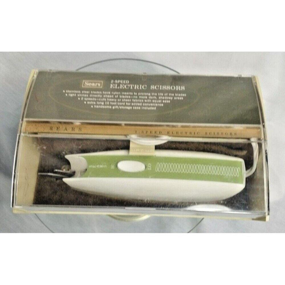 Vintage Sears 2 Speed Electric Scissors with Light - Fabric Cutter Shears  WORKS